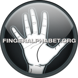 Logo von Projekt Fingeralphabet mit einem Texthinweis zur Website fingeralphabet.org.