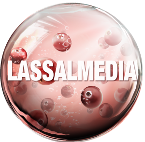 Schriftzuglogo von LassalMedia auf einem illustrierten Hintergrund.